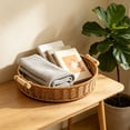 thumbnail image 6 of Voglyf Imitation Rattan Tray, Poly Wicker Trays for Fruit Food Serving Tray Imitation Wicker Trayts with Handles for Vegetables, Breakfast, Snacks, Dining Coffee Table (Round,9.45×9.45×1.57In), 6 of 6