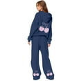 thumbnail image 2 of Cherry Sweat Set for Women Cherry Sweatpants Set for Women Women's 2 Piece Outfits Cherry Trim Print Hoodie Sweatsuit Sets Oversized Sweatshirt Wide Leg Sweatpants With Pockets, Navy-S, 2 of 6