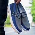 thumbnail image 3 of Dakaela Mens Slip on Shoes Arch Support Canvas Loafers Casual Orthopedic Walking Deck Shoes Blue 9, 3 of 4