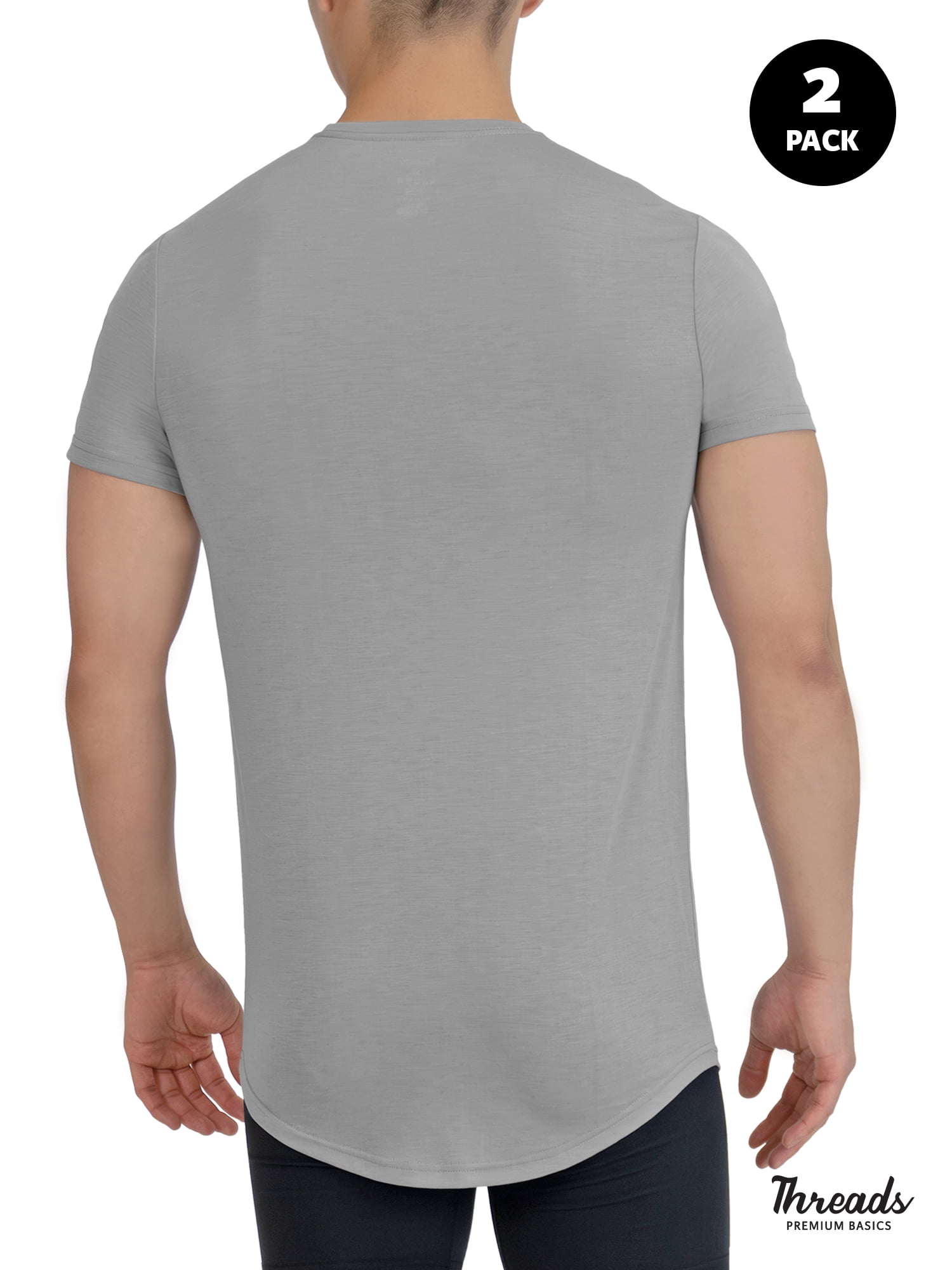 Threads Men's Ultra-Soft Crewneck T-Shirt, Moisture Wicking, Anti-Odor, 2-Pack, Black & Grey