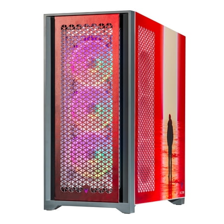 Velztorm The Wanderer Custom Art Design Gaming Desktop PC Red Edition (Intel i9-13900K, GeForce RTX 3090 24GB, 32GB DDR5, 1TB PCIe SSD + 2TB HDD, 360mm AIO, 1000W PSU, WiFi 6, Win10Home) VELZ0095