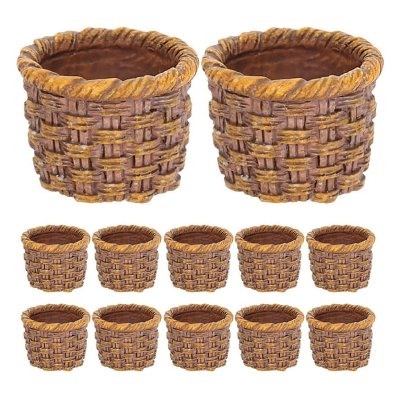 Ostracsh 12-Piece Mini Picnic Basket Set - Small Woven Baskets for Crafts, Party Favors, Floral Arrangements, and Home Decor