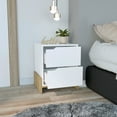 thumbnail image 2 of Luss Nightstand, Bedside Table with 2-Drawers White / Macadamia, 2 of 6