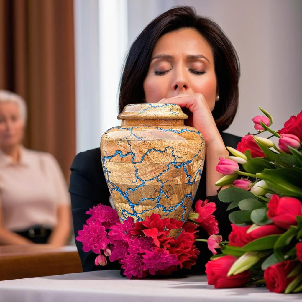 Wooden Cremation Urn for Human Ashes Handcrafted Urn for Adult Men & Women Memorial Urn for Ashes Decorative Burial & Funeral Urn