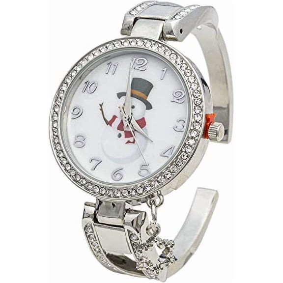 Blekon Collections Women's 36mm Christmas Themed Dial Cuff Bangle Watch