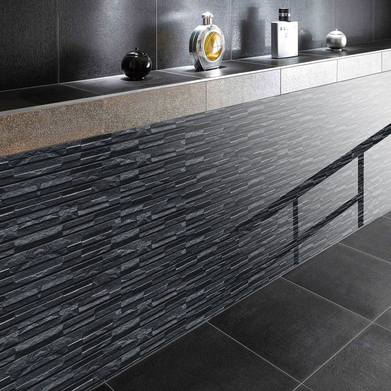 Self-adhesive Peel And Stick Wallpaper 3D Stone Design Brick Wall Tile For Home Bathroom Kitchen Backsplash, 12 Packs