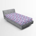 thumbnail image 2 of Ambesonne Flamingo Fitted Sheet, Tropical Palm Tree Leaves, Twin Size, Pale Pink and Lavender, 2 of 5