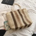 thumbnail image 3 of Bolso Mujer Bolso Hombro Rayas Tejidas A Mano Verano (Beige), 3 of 9