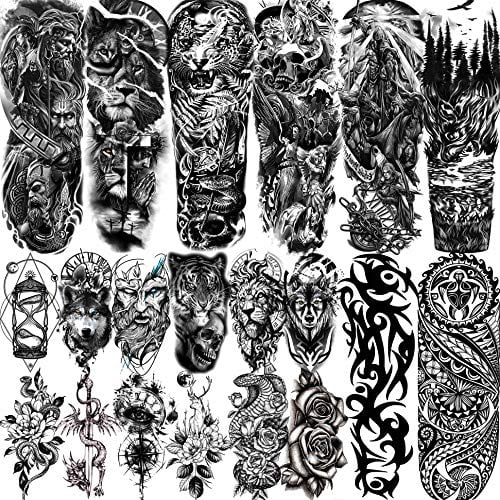 Toirxarn 8PCS Tattoo Sleeves Cool Temporary Sunscreen Arm Sleeves for Men Wom... 