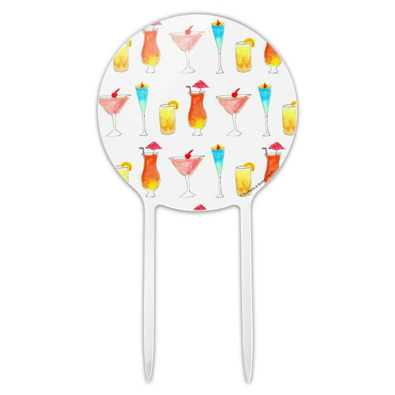 Acrylic Classy Cocktails Happy Hour Drinks Pattern Cake Topper Party Decoration for Wedding Anniversary Birthday Graduation
