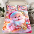 thumbnail image 2 of Homewish Kawaii Santa Claus Bed Sheets for Girl, Dreamy Glitter Xmas Tree King Sheets, Cute Christmas Cartoon Sheet Set, Breathable Home Decor, 4pcs, 2 of 7