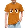 thumbnail image 1 of Blusas y camisas de manga corta con cuello redondo para niños y niñas, color liso, con estampado de expresión linda, manga corta, holgadas y cómodas, blusa para niña, 1 of 6