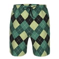 thumbnail image 3 of Goofa Green Squares Printed Mens Swim Trunks Summer Quick Dry Short Beach Swimwear Bathing Suits-Large, 3 of 9