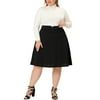 Agnes Orinda Women Plus Size Detachable Strap A-Line Suspender Skirt Black 3X