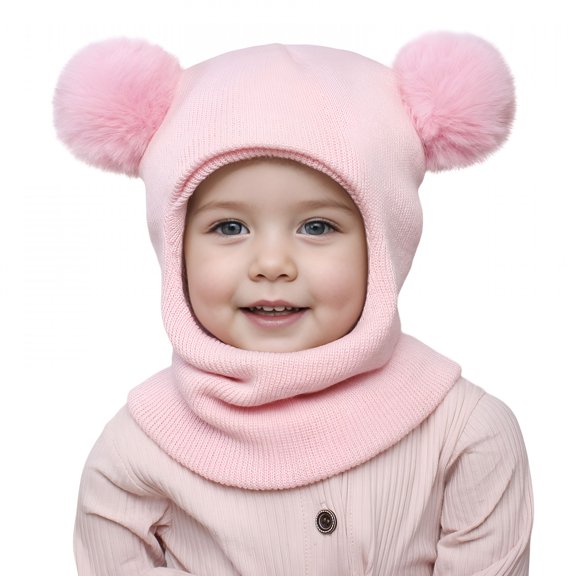 TELOLY Baby Toddler Winter Hat with Scarf 2 in 1 Children Soft Warm Knitted Beanie with Neck for Christmas Gift Kids Beanie Balaclave 1-6 Years