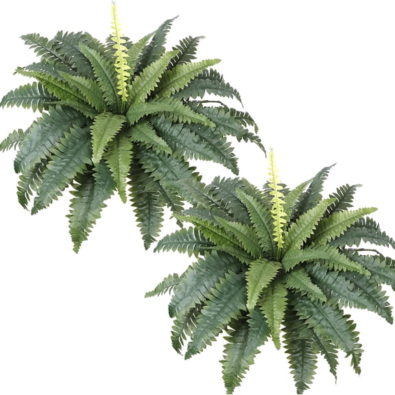 30'' Ferns Artificial Bush Plants Large, 2PCS Artificial Boston Ferns Fake Ferns Faux Plants for Indoors Outdoors Home Garden Porch Windowsill Entrance Decor