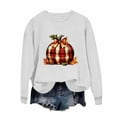 thumbnail image 2 of XPMWRP Women's Halloween Pumpkin Graphic Printed Sweatshirt Crew Neck Loose Long Sleeve Pullover Winter Warm Casual Sweatshirt White S, 2 of 3