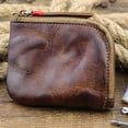 thumbnail image 5 of 2X Leather Coin Purse,for Women&Men Vintage Handmade Wallet,Mini Card Holder Bag,Zipper Purses, 5 of 5
