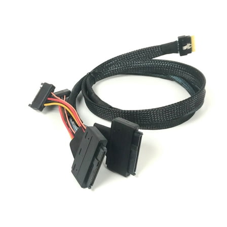 SlimSAS 8i (SFF-8654) Cable to Two U.2 Connectors  - 50 CM