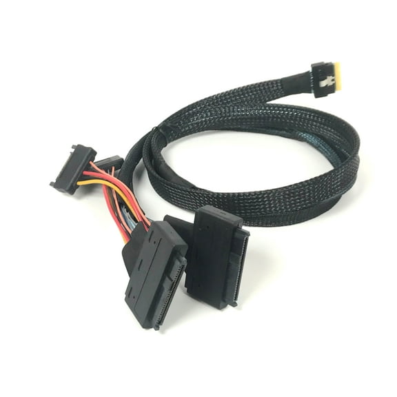 SlimSAS 8i (SFF-8654) Cable to Two U.2 Connectors  - 50 CM