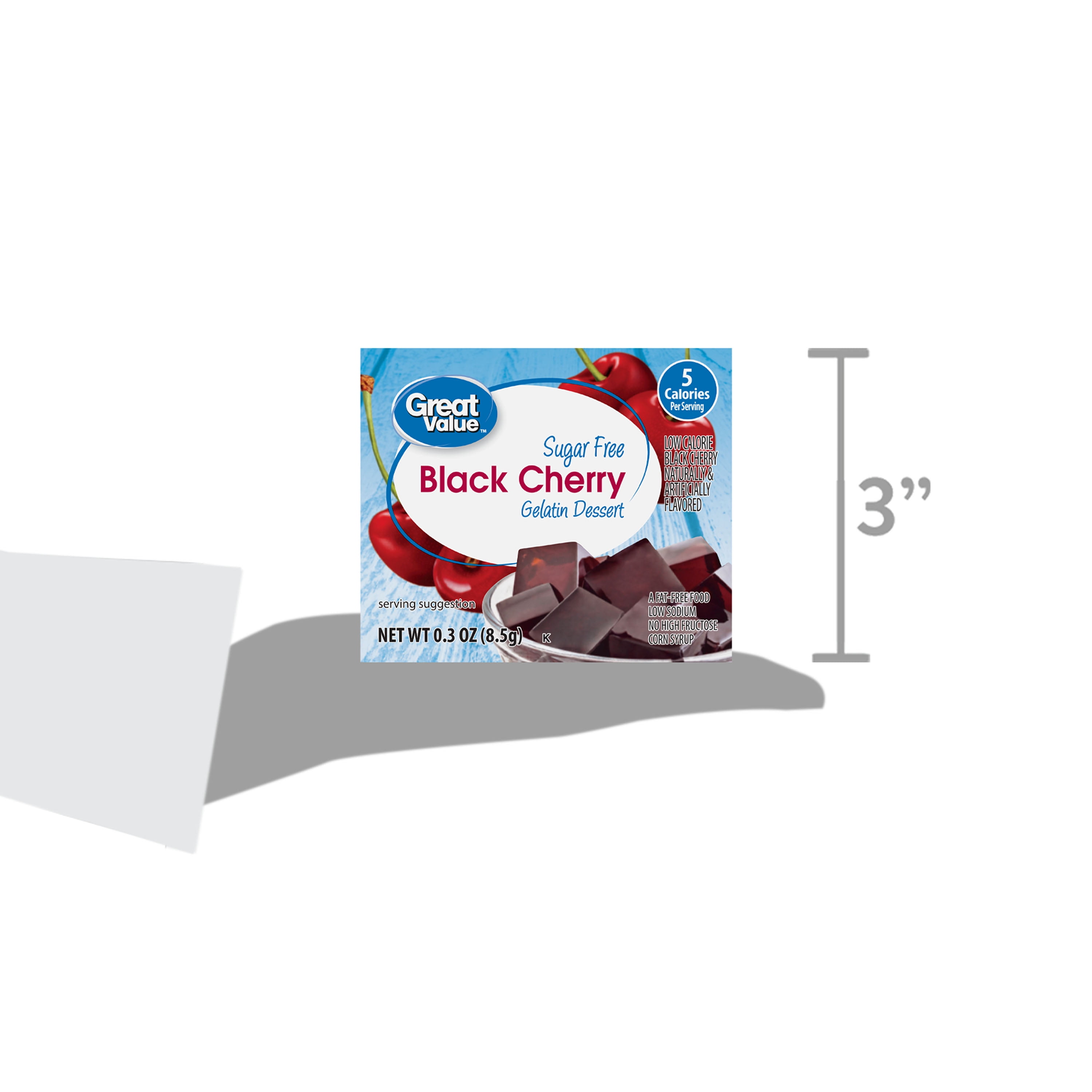 Great Value Sugar Free Black Cherry Gelatin Dessert, 0.3 oz