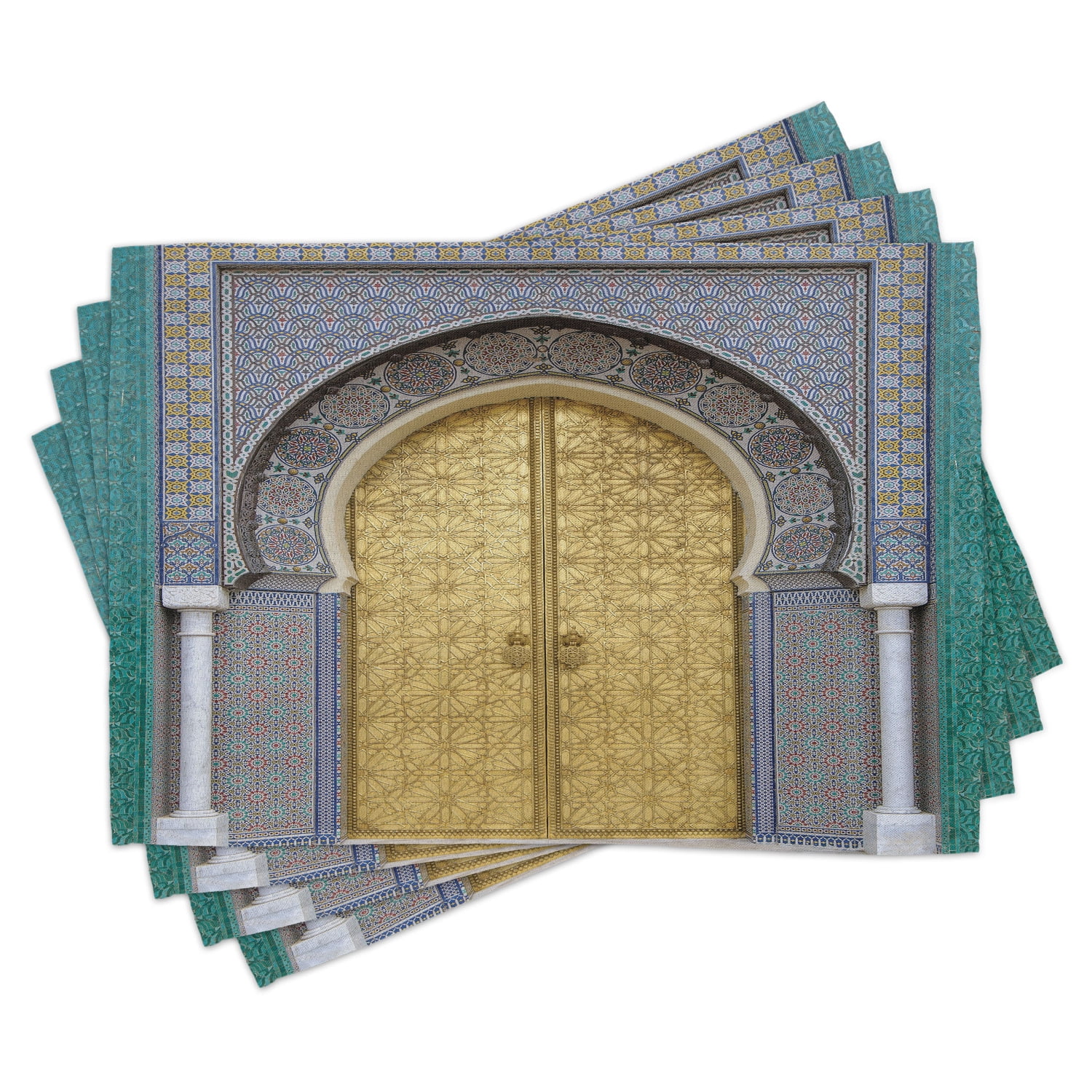 Moroccan Placemats Set of 4 Antique Doors Morocco Gold Doorknob