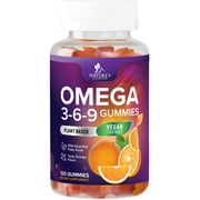 Omega 3 6 9 Vegan Gummies - Triple Strength Omega 3 Supplement Gummy - Essential Oil 369 Heart Support and Brain Support for Women, Men & Pregnant Women, Non-GMO, Orange Flavor - 120 Gummies