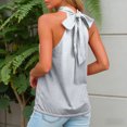 thumbnail image 5 of felwors Summer Sleeveless Neck Halter Tank Tops Back Pleated Casual Keyhole Cami Blouse Light Gray for Size M, 5 of 7