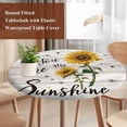 thumbnail image 4 of Yellow Sunflowers Round Tablecloth, Fitted Table Cover with Elastic for 36"-44" Round Tables, Summer Botanical Country Wood Grain Table Cloth Outdoor Indoor Dinning Party Waterproof Tablecloths, 4 of 7