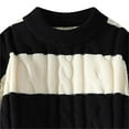 thumbnail image 3 of Male Autumn And Winter Crewneck Sweater Loose Thickened Warm Sweater Striped Knit Sweater, 3 of 5