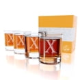 thumbnail image 1 of (X-Monogram)- 4 Piece Set of 11 Ounce Engraved Heavy Base Rocks Glasses- Quality Elegant Glass-Multi-Purpose Beverage-Rocks Glass- For any Occasion- By: On The Rox, 1 of 5
