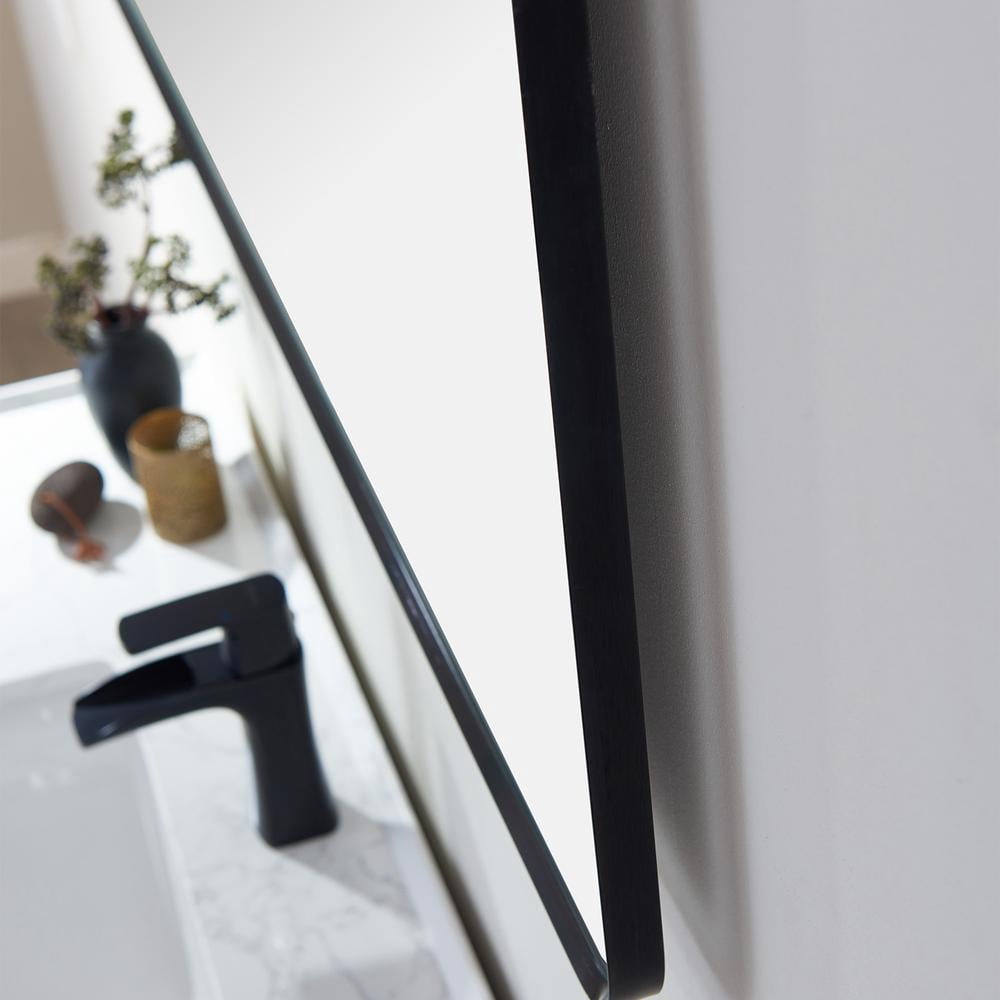 Vinnova Piceno 48" Rectangle LED Wall Mount Bathroom Vanity Mirror Black Frame