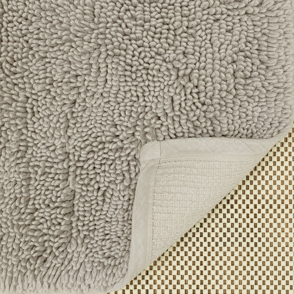 Mohawk Home Classic Cotton Plush Stain/Fade Resistant Non-Slip Washable Bath Mat, Silver, 2' X 5'