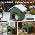 thumbnail image 2 of Cat House, POPO Waterproof Cat Bed with Removable Soft Cushion, Outdoor Kitty House 17 x13 x17 inches,Green, 2 of 7