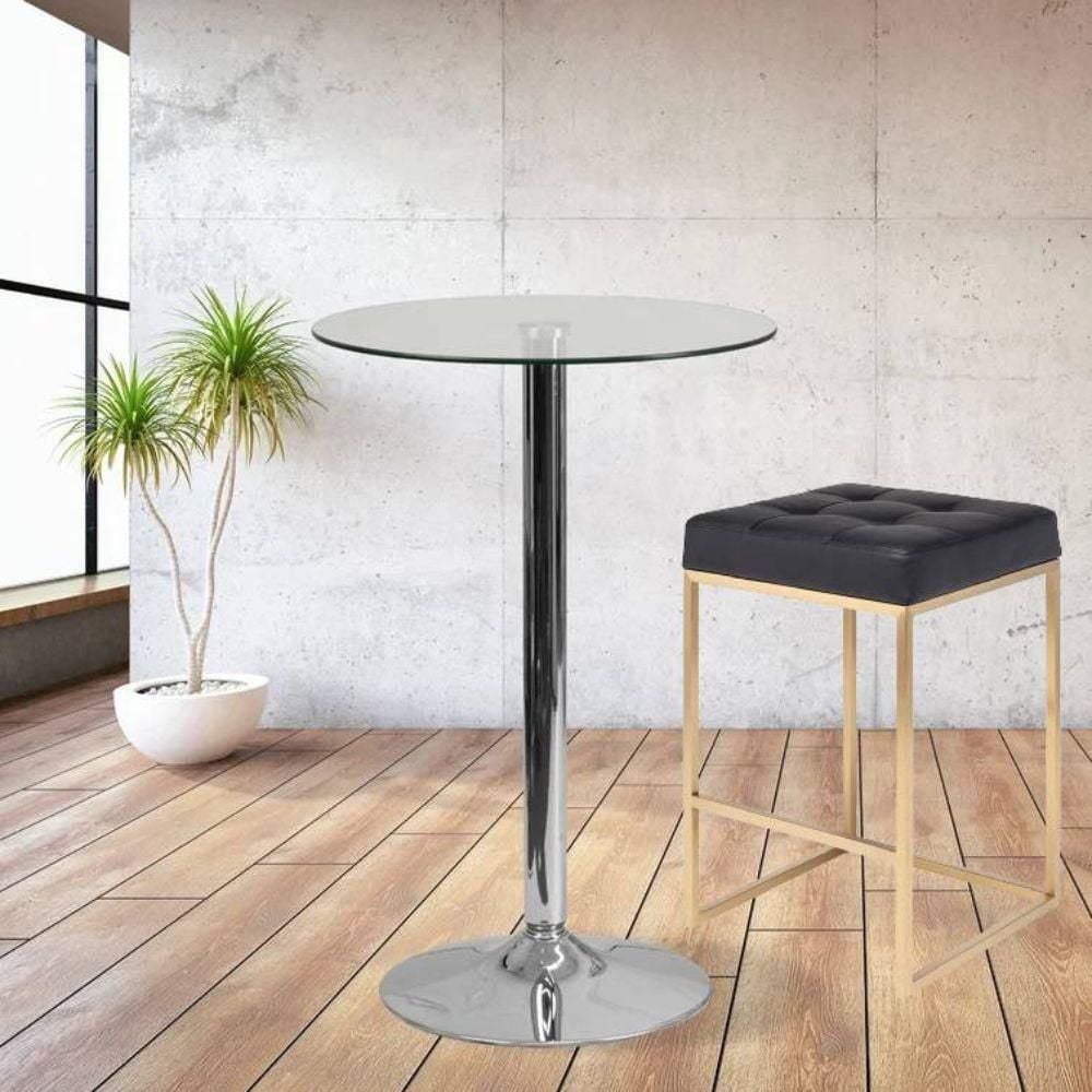 Modern Luxurious Counter Stool – Sleek Backless Design with Shiny Gold Legs, Upholstered Seat, Perfect Blend of Style and Comfort for Kitchens and Bars