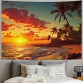thumbnail image 2 of Creowell  Ocean Tapestry Wall Hanging Exotic Beach Water Palm Tree Sunrise Sunset Sky Landscape Tapestry Wide Wall Hanging for Bedroom Living Room Dorm 50x40inch, 2 of 6