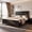 Black, variant on GDF Studio Modern Wooden Queen Bed Frame with Grooved Headboard and Footboard, Black