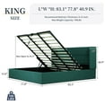 thumbnail image 4 of King Lift Up Storage Bed with Wingback Headboard, Hydraulic Linen Upholstered Bed Frame with Storage, No Box Spring Needed, Easy Assembly, Navy Blue, 4 of 5