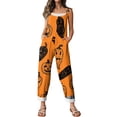 thumbnail image 6 of Stralyhd Halloween Casual Rompers Halloween Holiday Square Neck Jumpsuit Party Jumpsuits with Pockets Halloween Pumpkin Print Long Pants Yellow S, 6 of 7