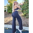 thumbnail image 3 of Leggings YEOREO sin costura frontal, tiro alto, azul marino, 3 of 8
