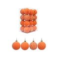 thumbnail image 3 of Fwttom 24pcs Flocked Christmas Ball Ornaments Set Shatterproof Hanging Merry Christmas Tree Decorations for Holiday Xmas Decor, Orange, 3 of 8