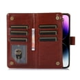 thumbnail image 2 of Decase for iPhone 15 Plus 6.7",iPhone 15 Plus Wallet Case Zipper Card Cash Slots Holder Kickstand Magnetic Clasp Minimalist PU Leather Phone Cover with Lanyard Strap,Brown, 2 of 8
