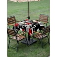 thumbnail image 3 of Red Black Geometric Outdoor Tablecloth - 60x60 Inch Square Dining Table Cover, Modern Color Block Abstract Waterproof Outdoor Table Cloth with Umbrella Hole & Zipper for Picnic/Patio/Party, 3 of 7