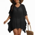 thumbnail image 2 of NOLDARES Women's Swim Cover Up Hoodie Short/ Sleeveless Jacket Lightweight Beach Cover Ups for Women(Black,2XL), 2 of 7