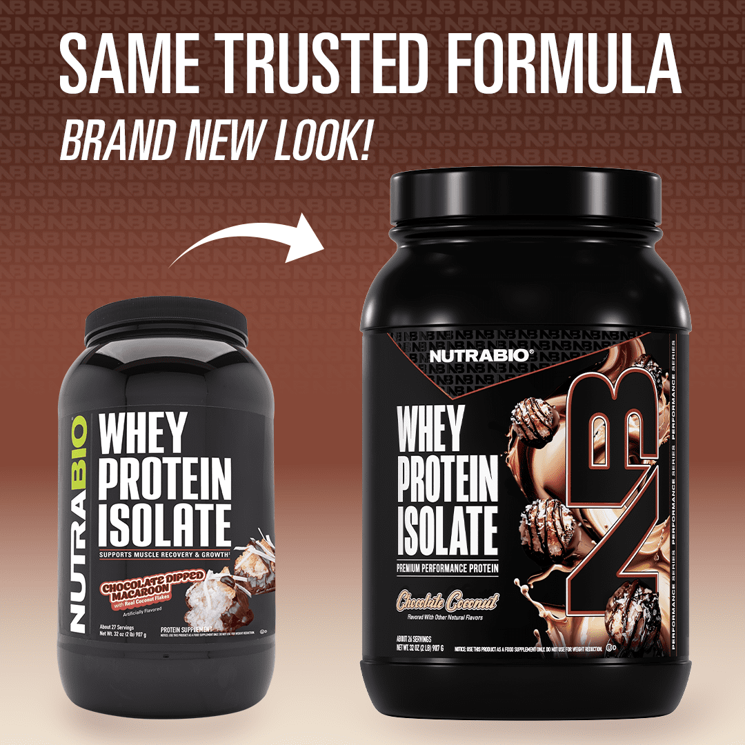 NutraBio Whey Protein Powder Isolate Supplement – 25g of Protein Per Scoop with Complete Amino Acid Profile - Soy and Gluten Free - Zero Fillers and Non-GMO - Chocolate Coconut- 2 Lbs.