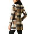 thumbnail image 3 of INSPIRE CHIC Women's Plaid Winter Faux Fur Collar Outerwear Long Coat, 3 of 7