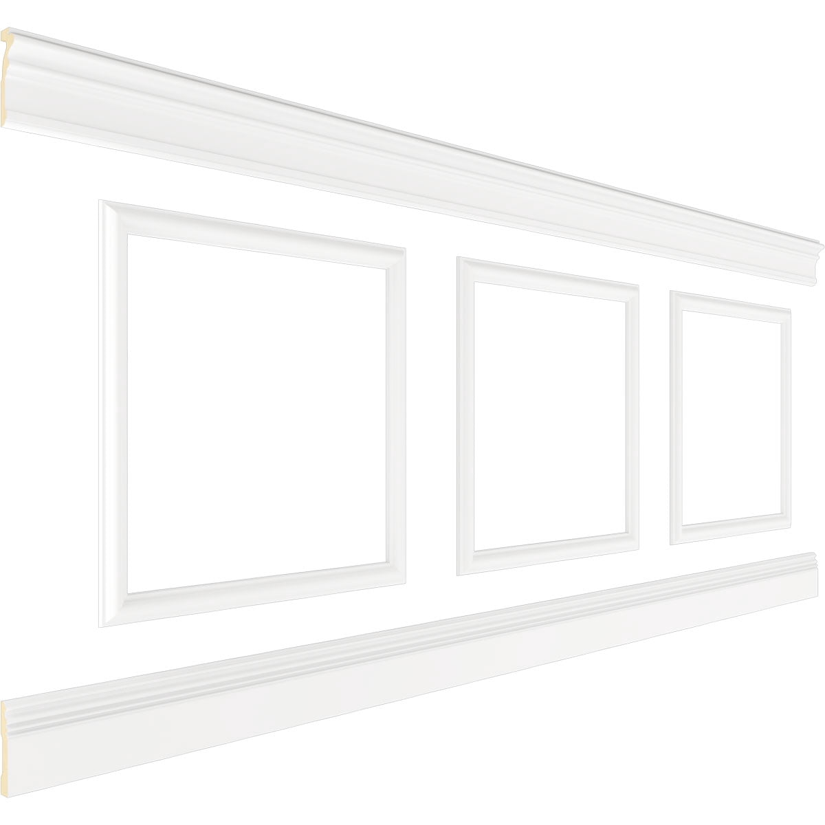 Ekena millwork 94 1/2"L (Adjustable 40"H to 44"H) Ashford Square Panel Traditional Wainscot Paneling Kit