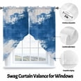 thumbnail image 3 of Abstract Mottled Design Swag Curtain Valance for Windows, Retro Blue White Gradient Window Treatments Short Swag Topper for Kitchen Windows Bathroom Bedroom, 28"x36", 3 of 8