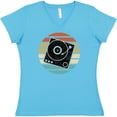 thumbnail image 3 of Inktastic Turn Table Record Player Retro Women's V-Neck T-Shirt, 3 of 5