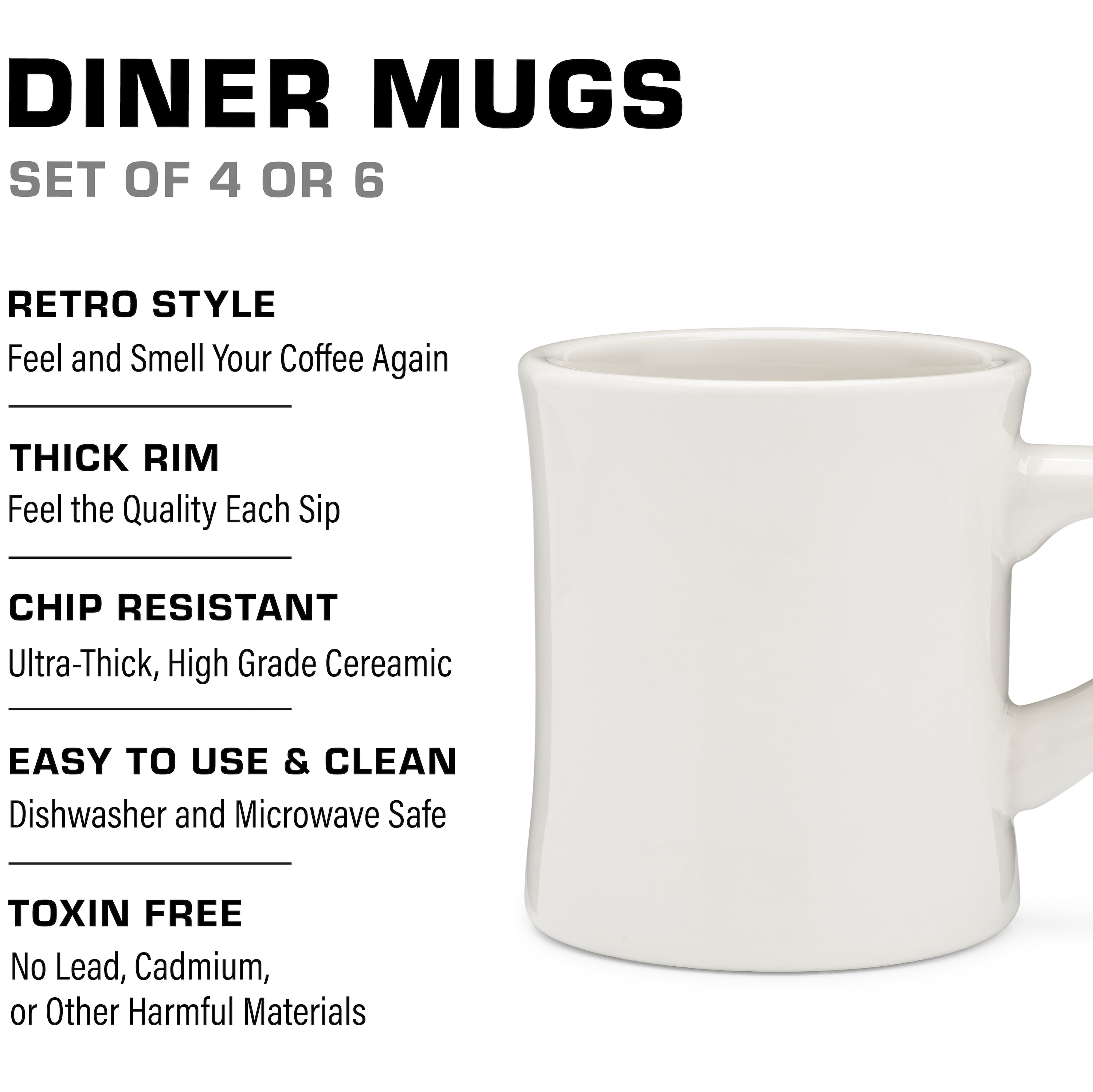 8 Oz. (Ounce) White Diner Style Coffee Mug, Coffee Mugs, Coffee Bar Cups,  Restaurant Quality - 3 dozen (36 cups)
